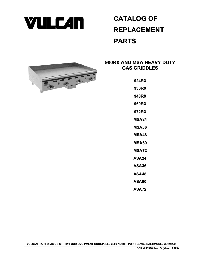 Page 1 de la notice Catalogue Vulcan MSA60