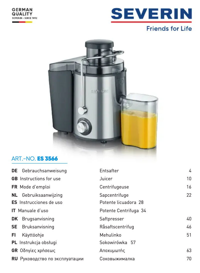 Página 1 del manual Manual de usuario Severin CP 3566