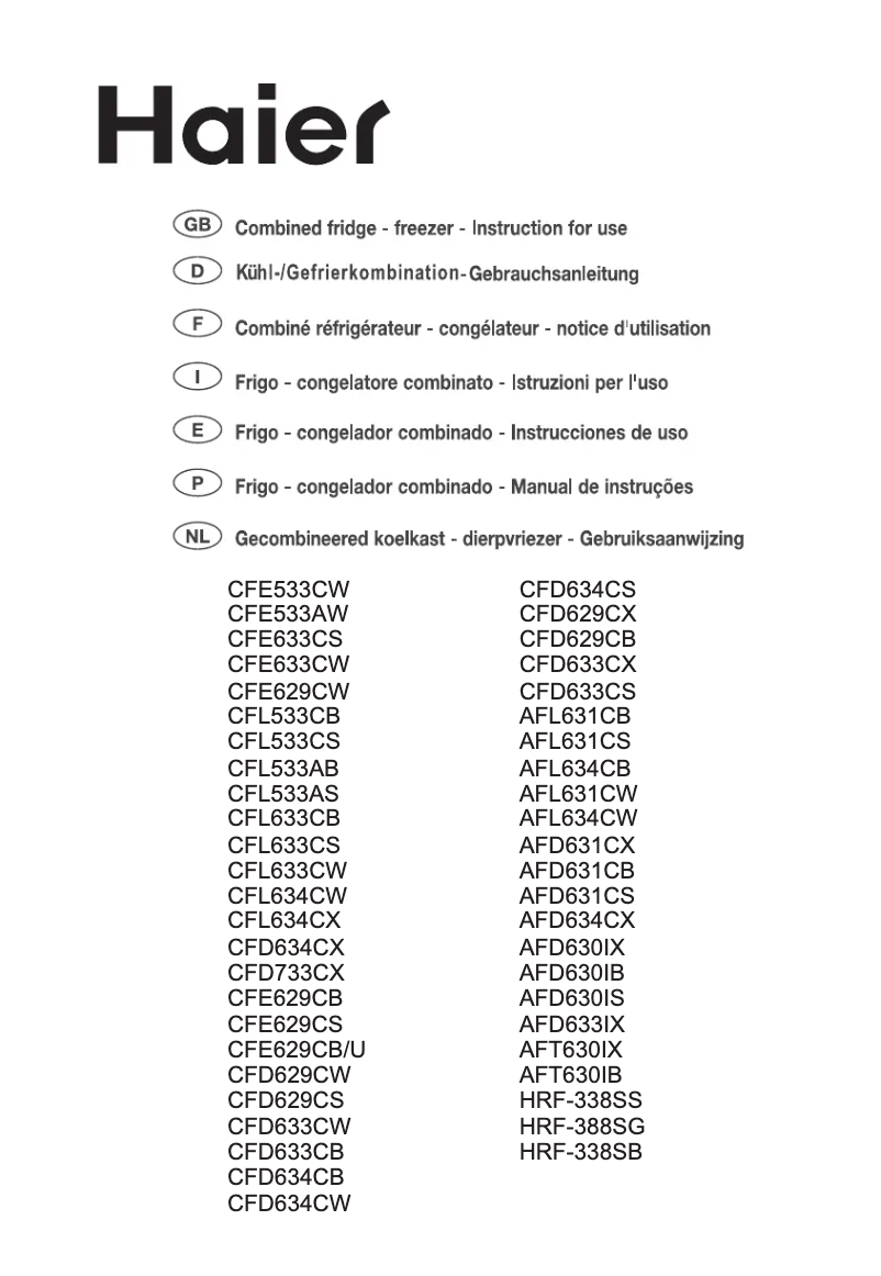 Page 1 de la notice Manuel utilisateur Haier CFE629CW