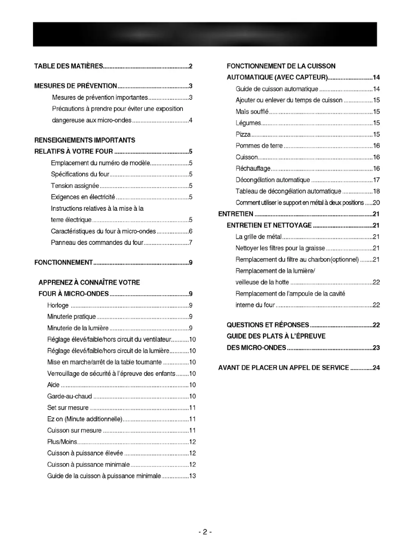 Page 1 de la notice Manuel utilisateur LG LMV-1921SW