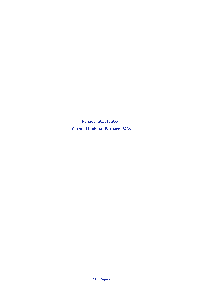 Image de la première page du manuel de l'appareil S630
