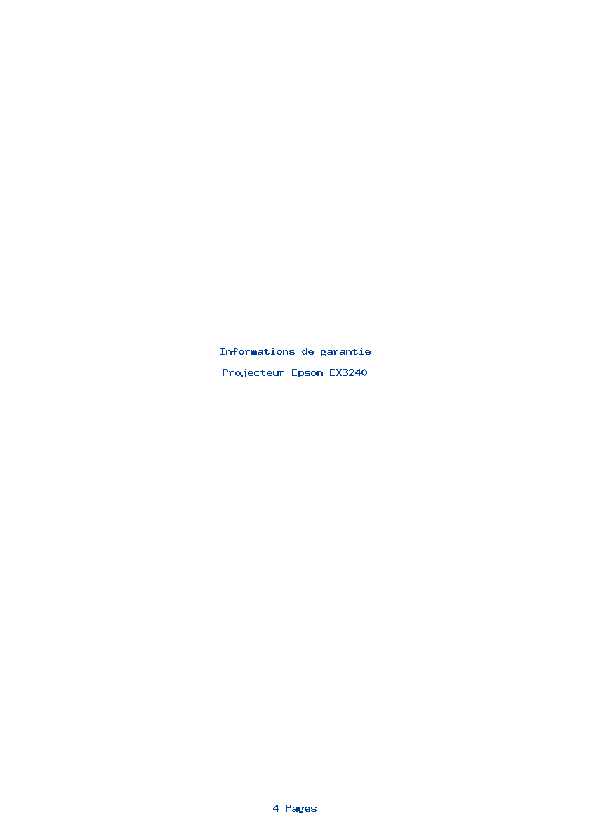 Page 1 de la notice Informations de garantie Epson EX3240