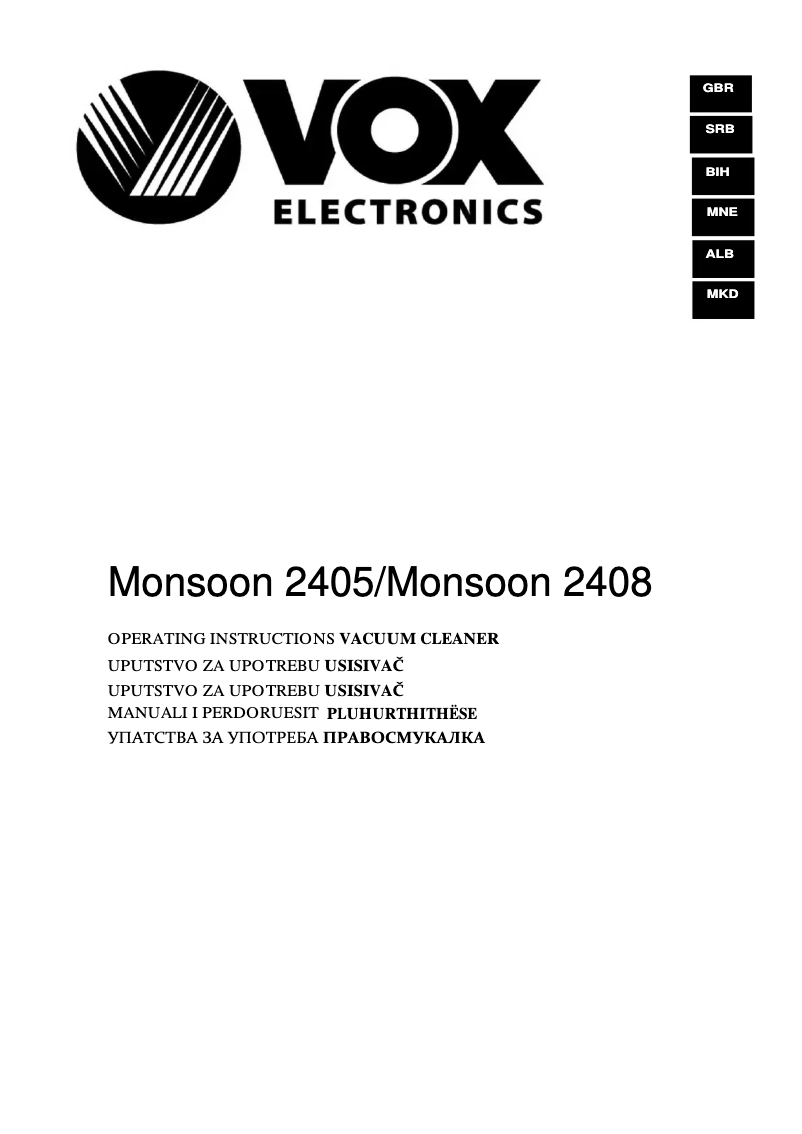 Page 1 of the manual User Manual VOX Monsoon 2405