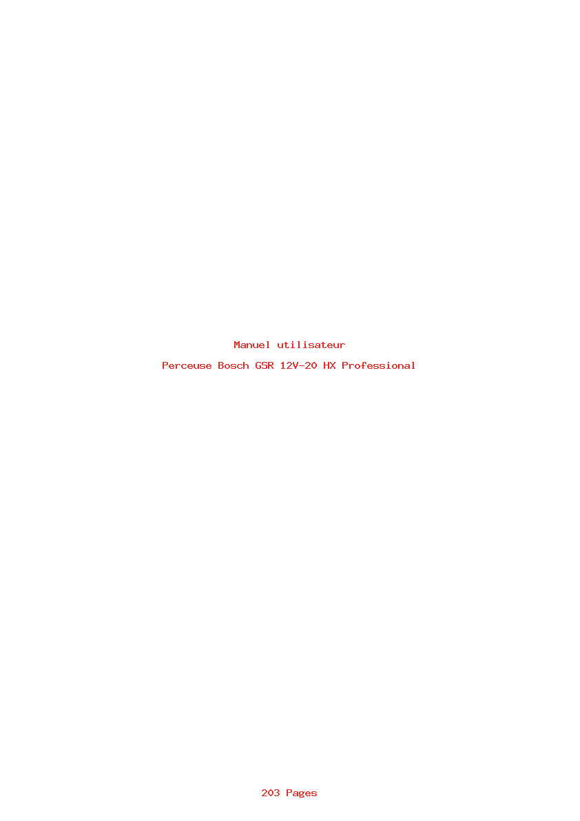 Page 1 de la notice Manuel utilisateur Bosch GSR 12V-20 HX Professional