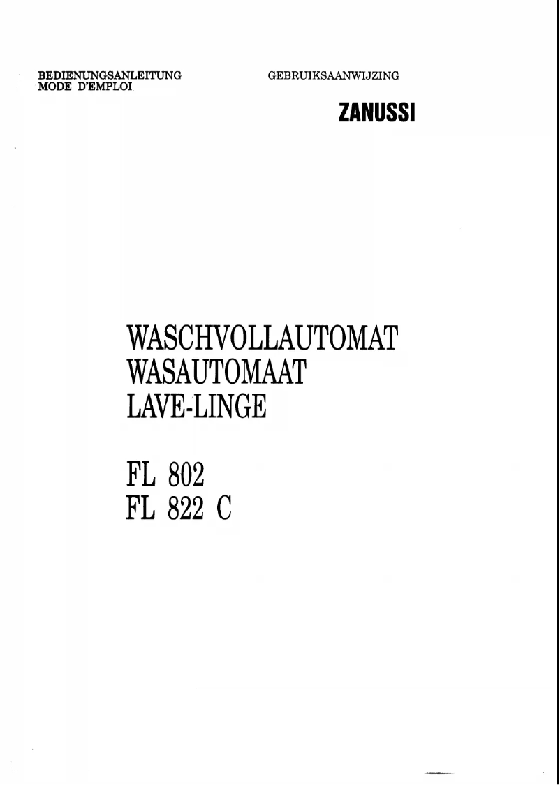 Page 1 de la notice Manuel utilisateur Zanussi FL822C