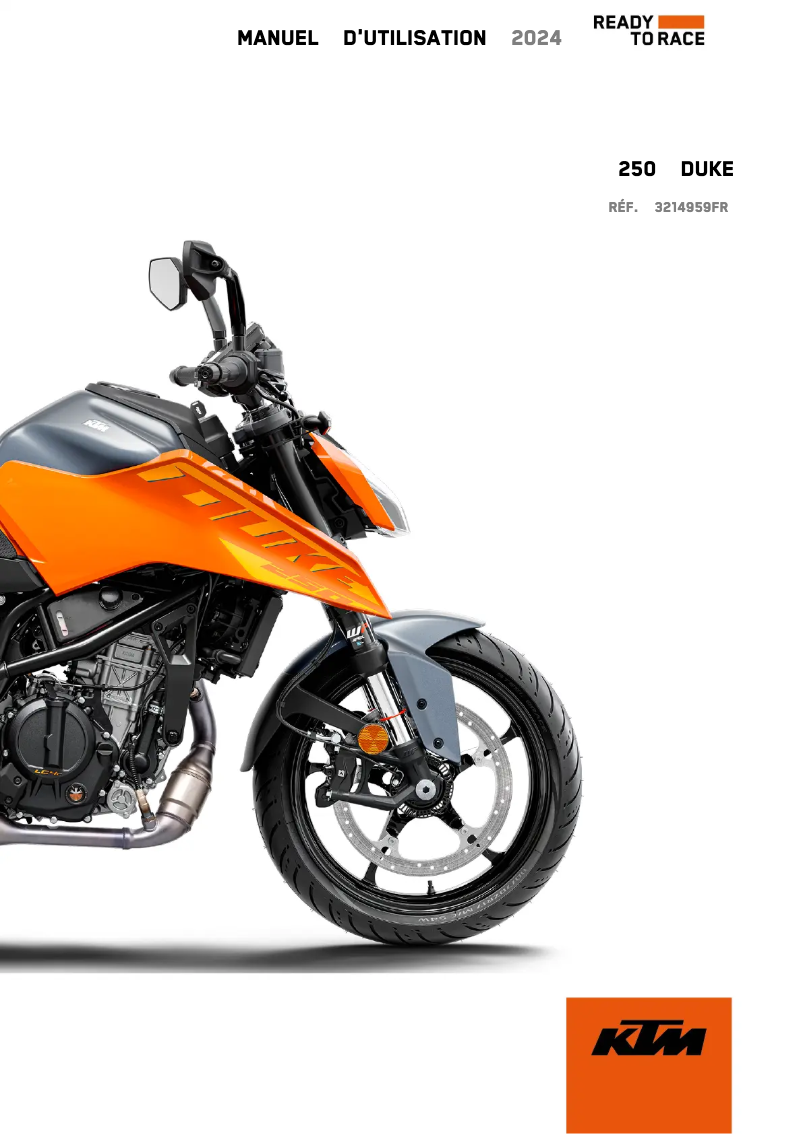 Page 1 of the manual User Manual KTM 250 Duke (2024)