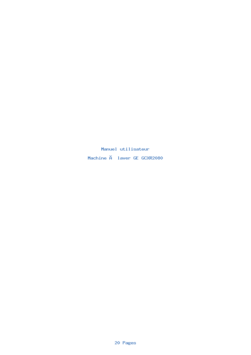 Page 1 de la notice Manuel utilisateur GE GCXR2080