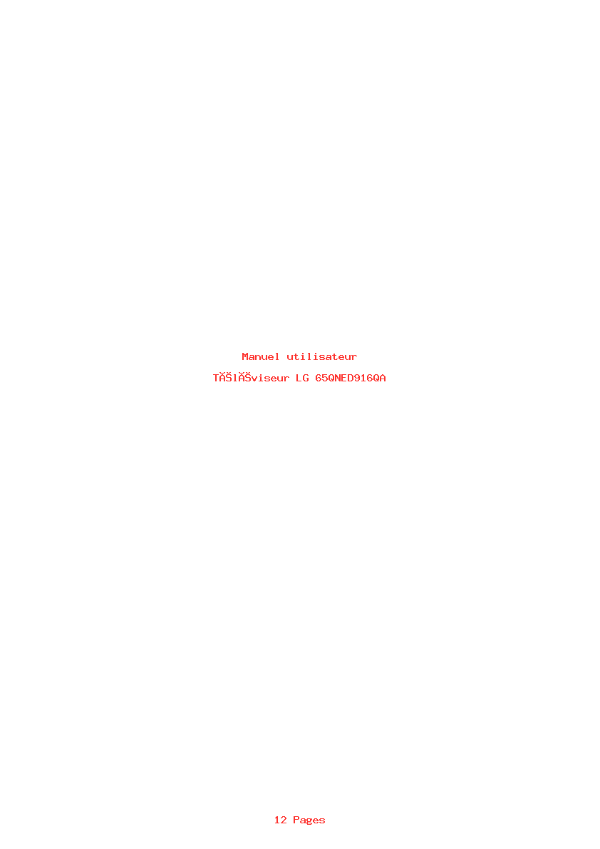 Page 1 de la notice Manuel utilisateur LG 65QNED916QA