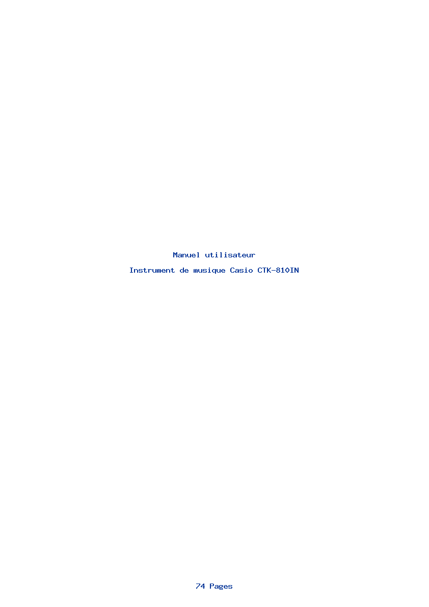 Image de la première page du manuel de l'appareil CTK-810IN