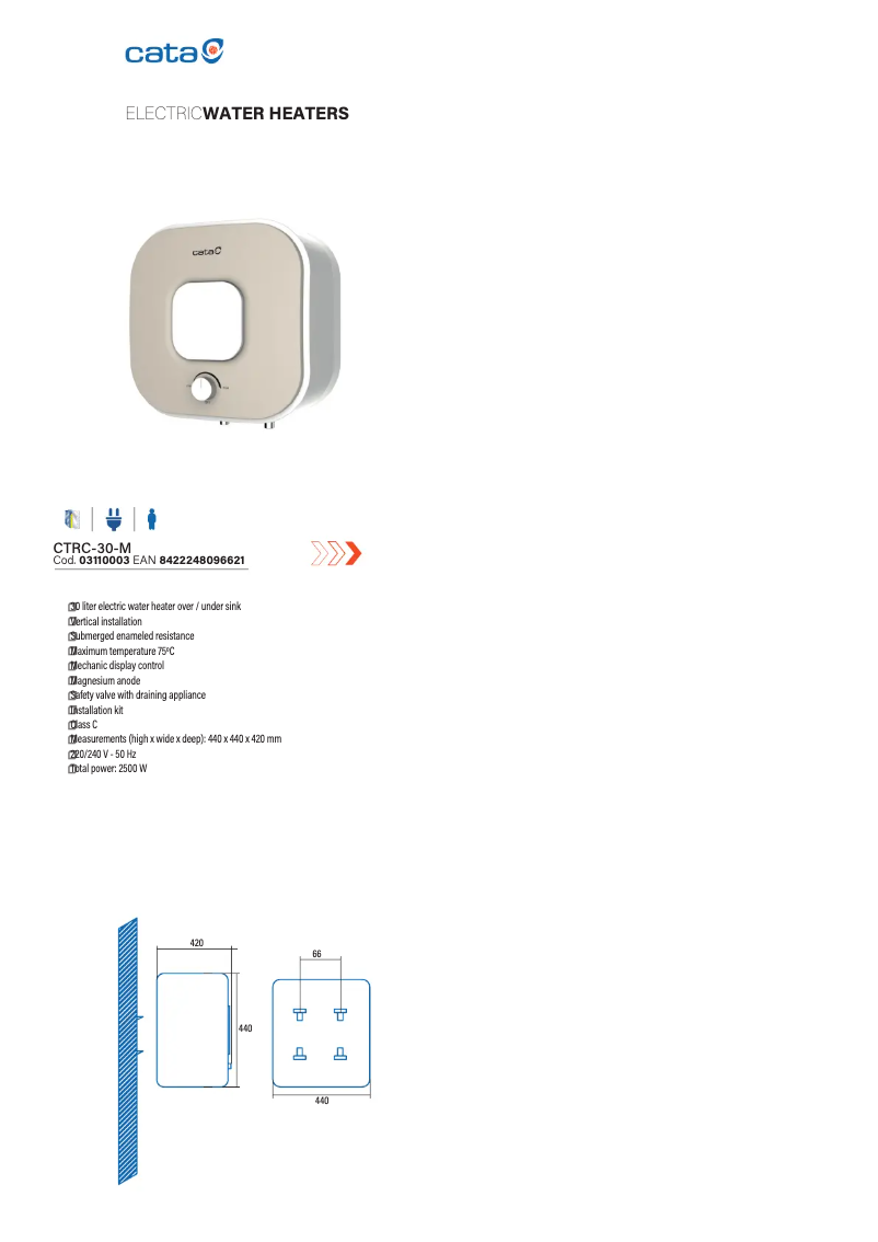 Página 1 del manual Ficha técnica CATA CTRC-30-M