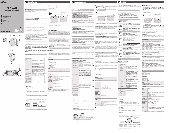 Page 1 de la notice Manuel utilisateur Nikon NIKKOR Z 24-50mm f/4-6.3