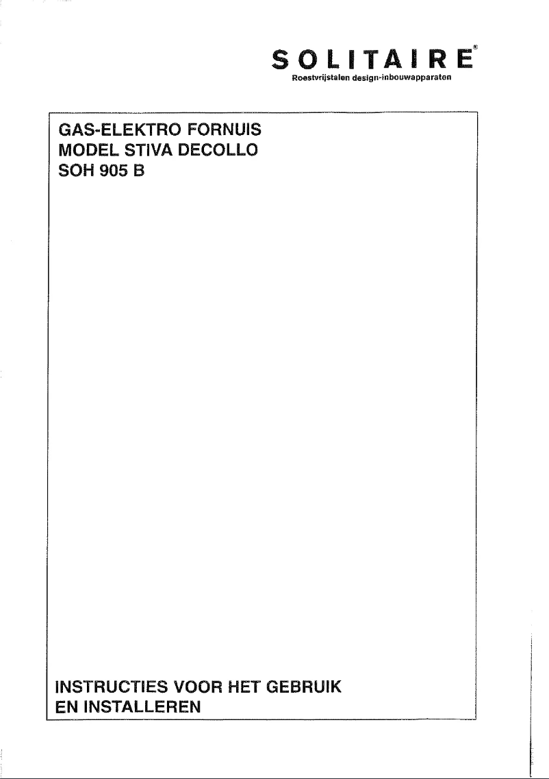 Page 1 de la notice Manuel utilisateur Solitaire SOH 905 E