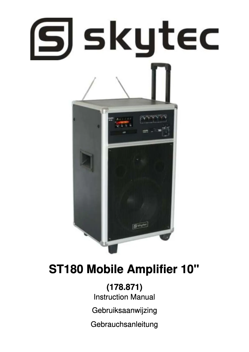 Page 1 de la notice Manuel utilisateur Skytec ST-180