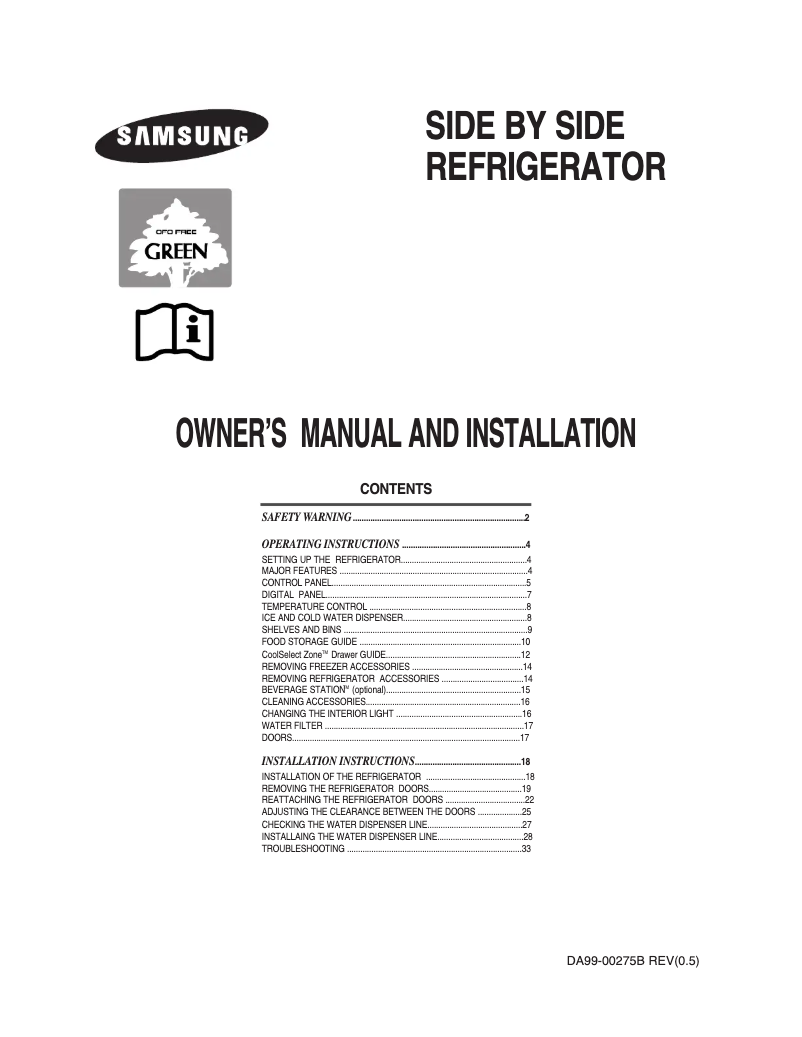 Página 1 del manual Manual de usuario Samsung RS25KLAL