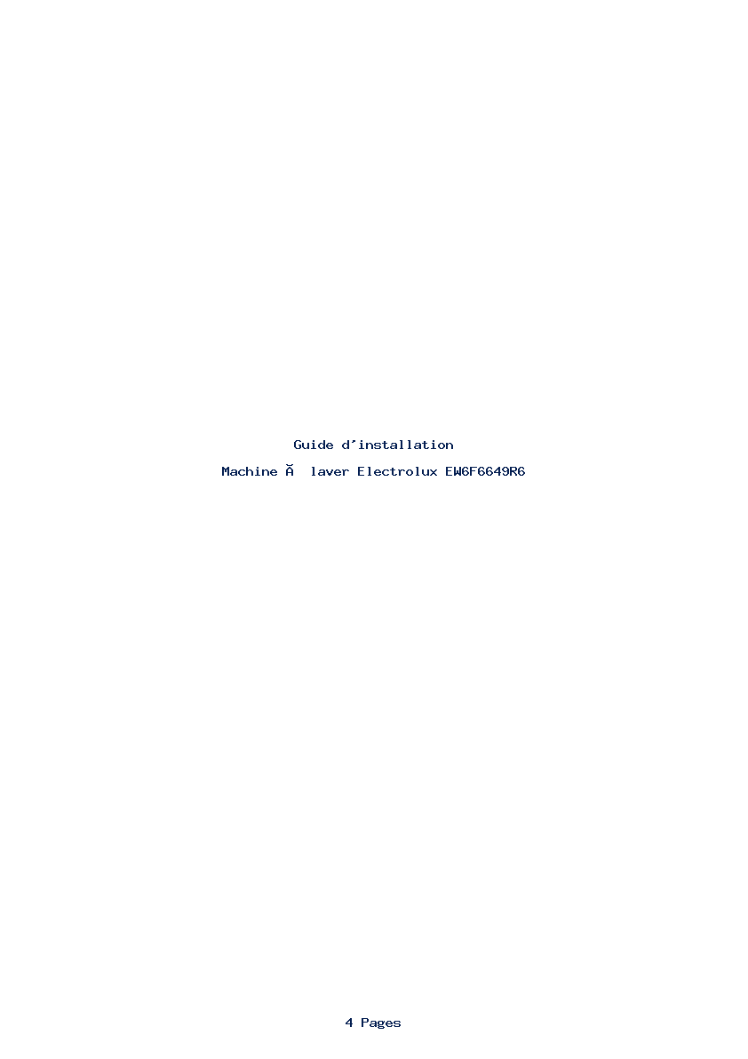 Page 1 de la notice Guide d'installation Electrolux EW6F6649R6