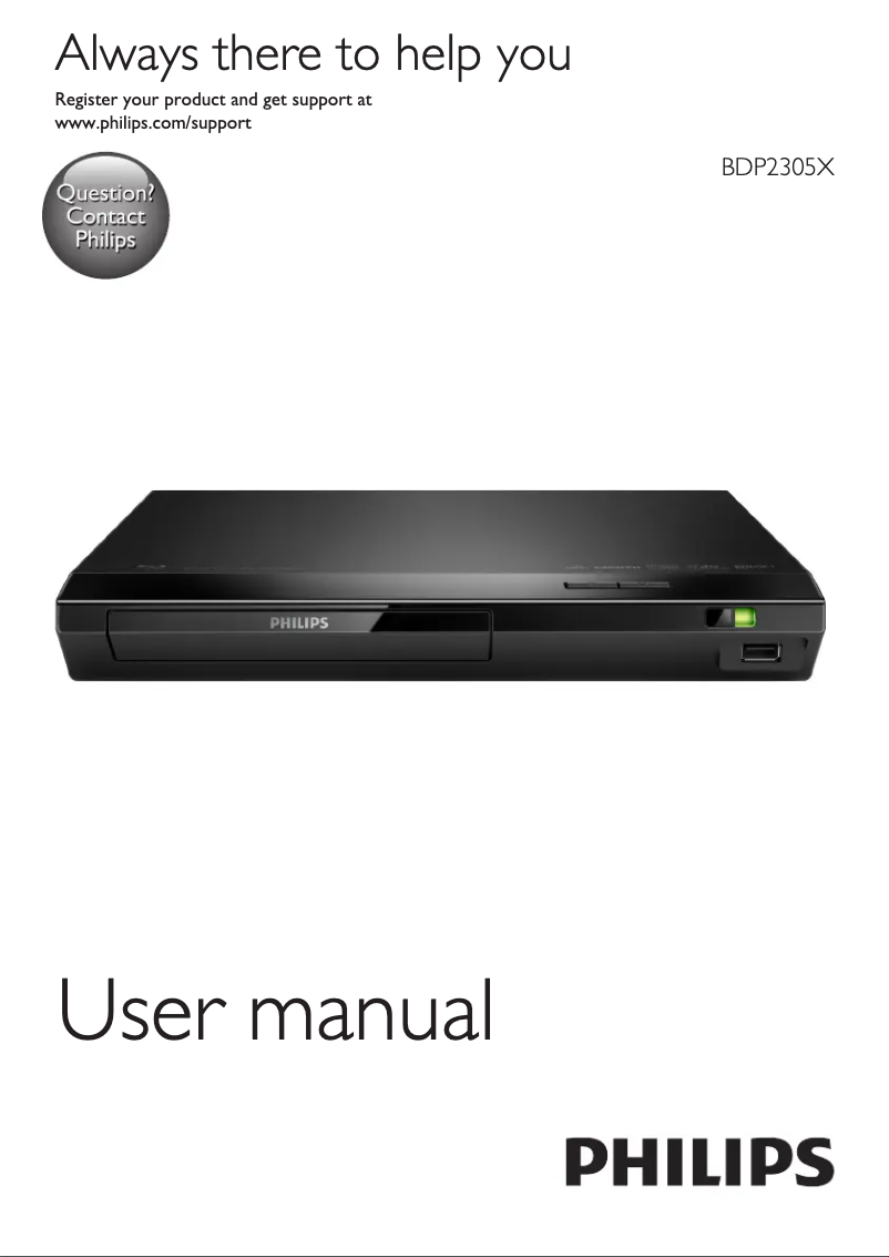 Page 1 de la notice Manuel utilisateur Philips BDP2305X