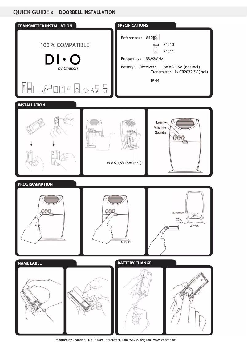 Page 1 de la notice Manuel utilisateur Chacon 84200