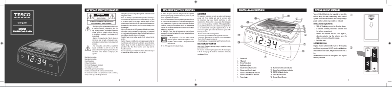 Page 1 de la notice Manuel utilisateur Tesco CR1701