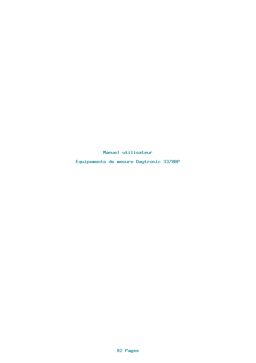 Page 1 de la notice Manuel utilisateur Daytronic 3378BP