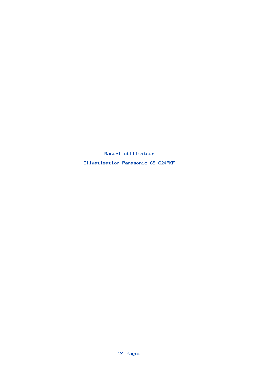 Page 1 de la notice Manuel utilisateur Panasonic CS-C24PKF