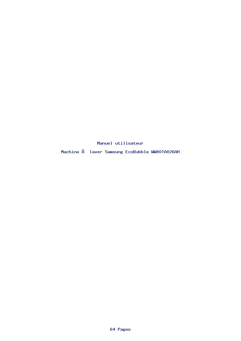 Page 1 de la notice Manuel utilisateur Samsung EcoBubble WW80TA026AH