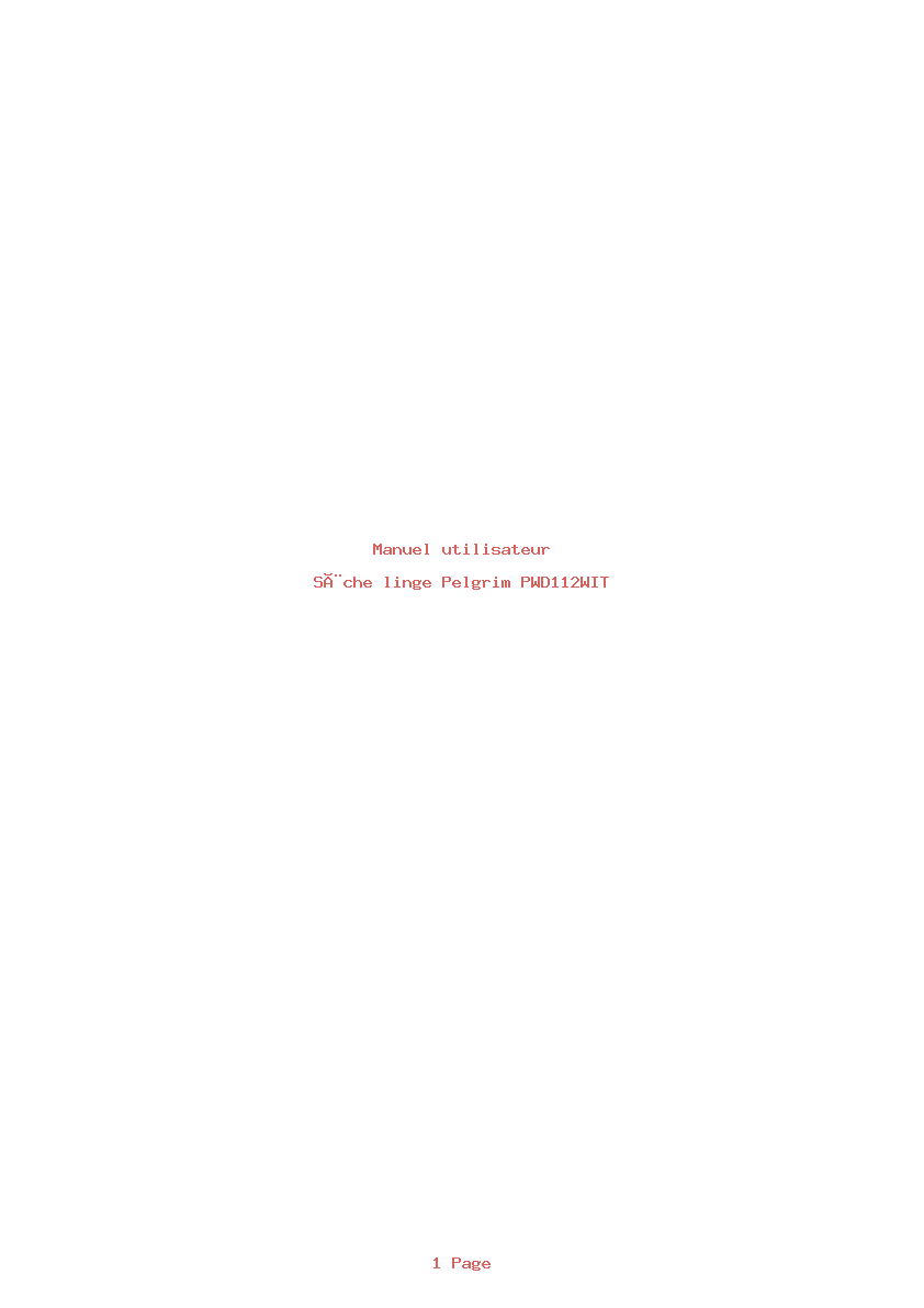 Page 1 de la notice Manuel utilisateur Pelgrim PWD112WIT