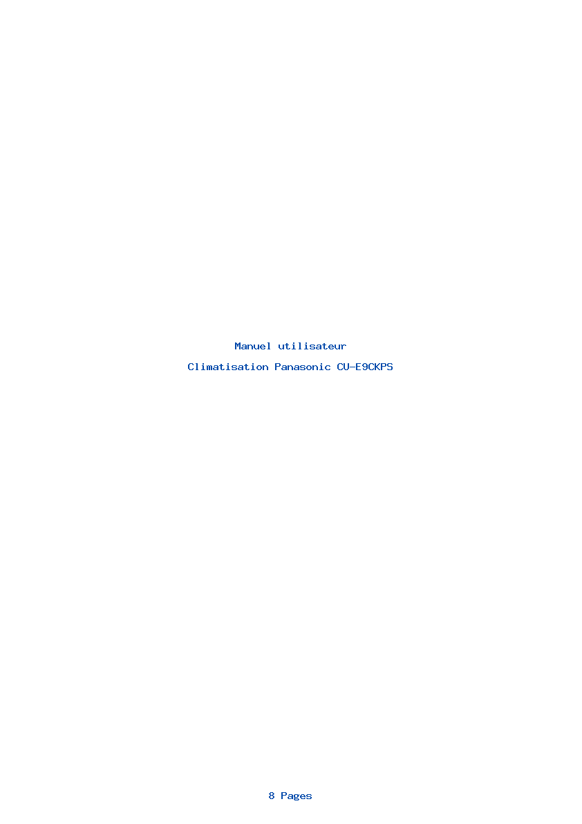 Page 1 de la notice Manuel utilisateur Panasonic CU-E9CKPS