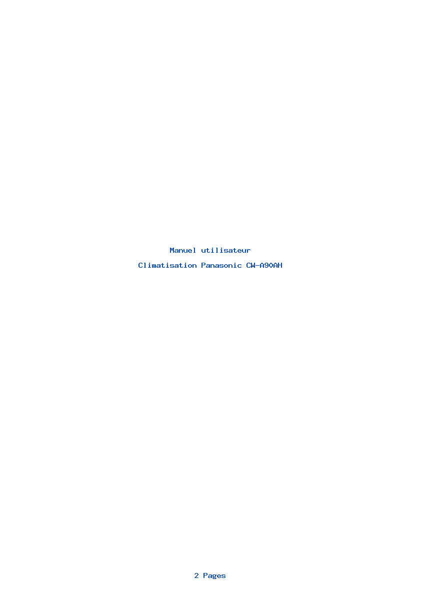 Page 1 de la notice Manuel utilisateur Panasonic CW-A90AH