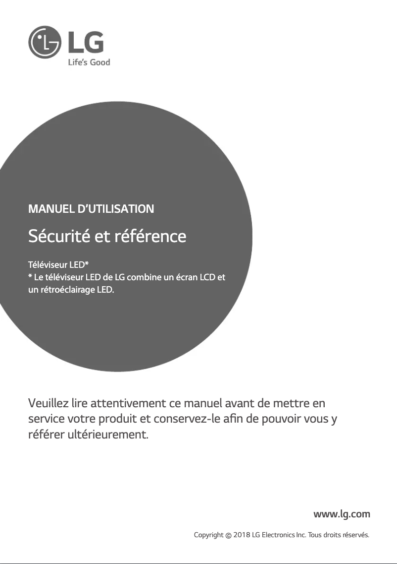 Page 1 de la notice Manuel utilisateur LG 43LK6100PVA