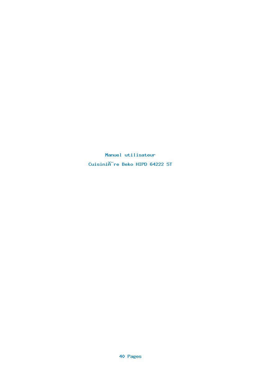 Page 1 de la notice Manuel utilisateur Beko HIPD 64222 ST