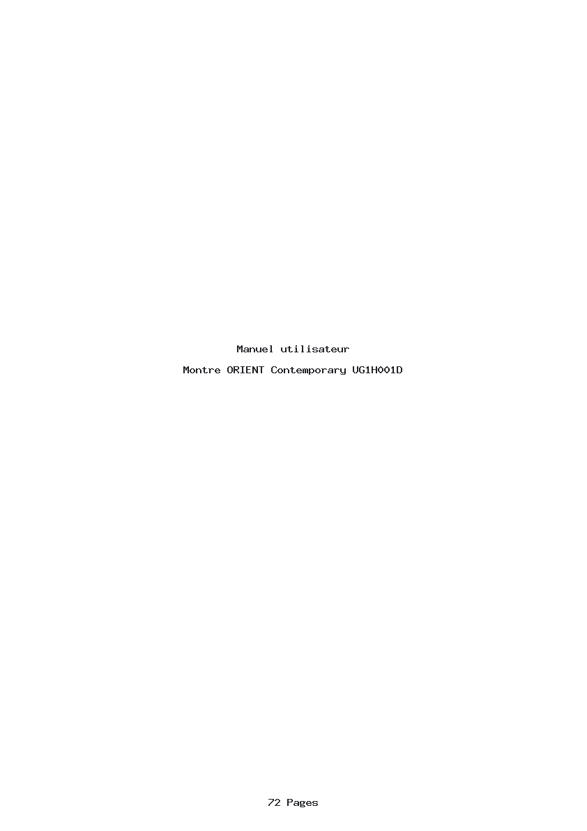 Page 1 de la notice Manuel utilisateur ORIENT Contemporary UG1H001D