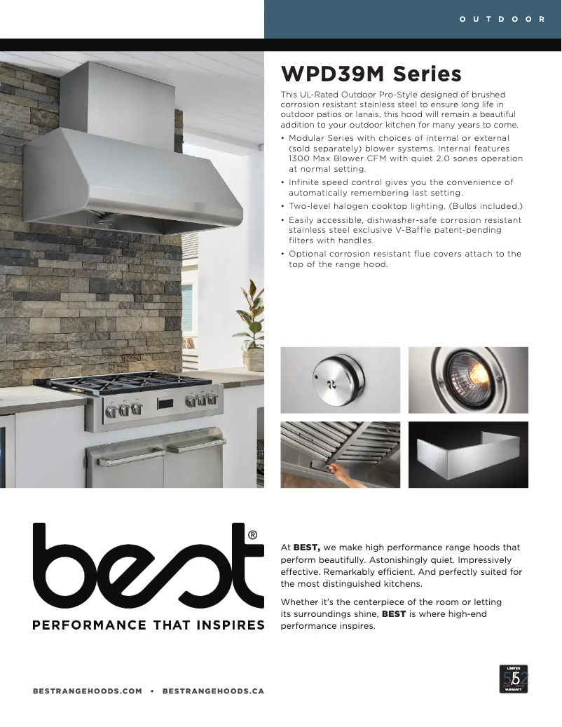 Page 1 de la notice Fiche technique Best WPD39M36SB