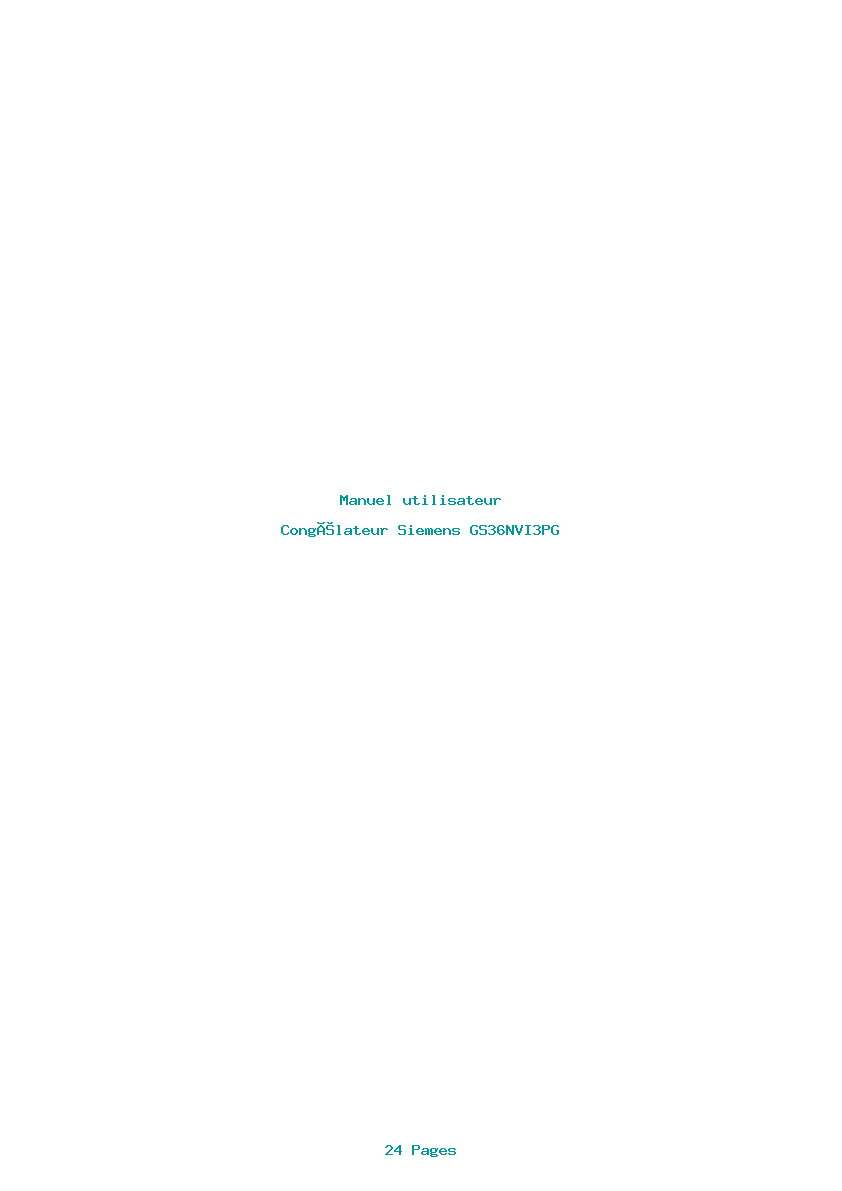 Page 1 de la notice Manuel utilisateur Siemens GS36NVI3PG