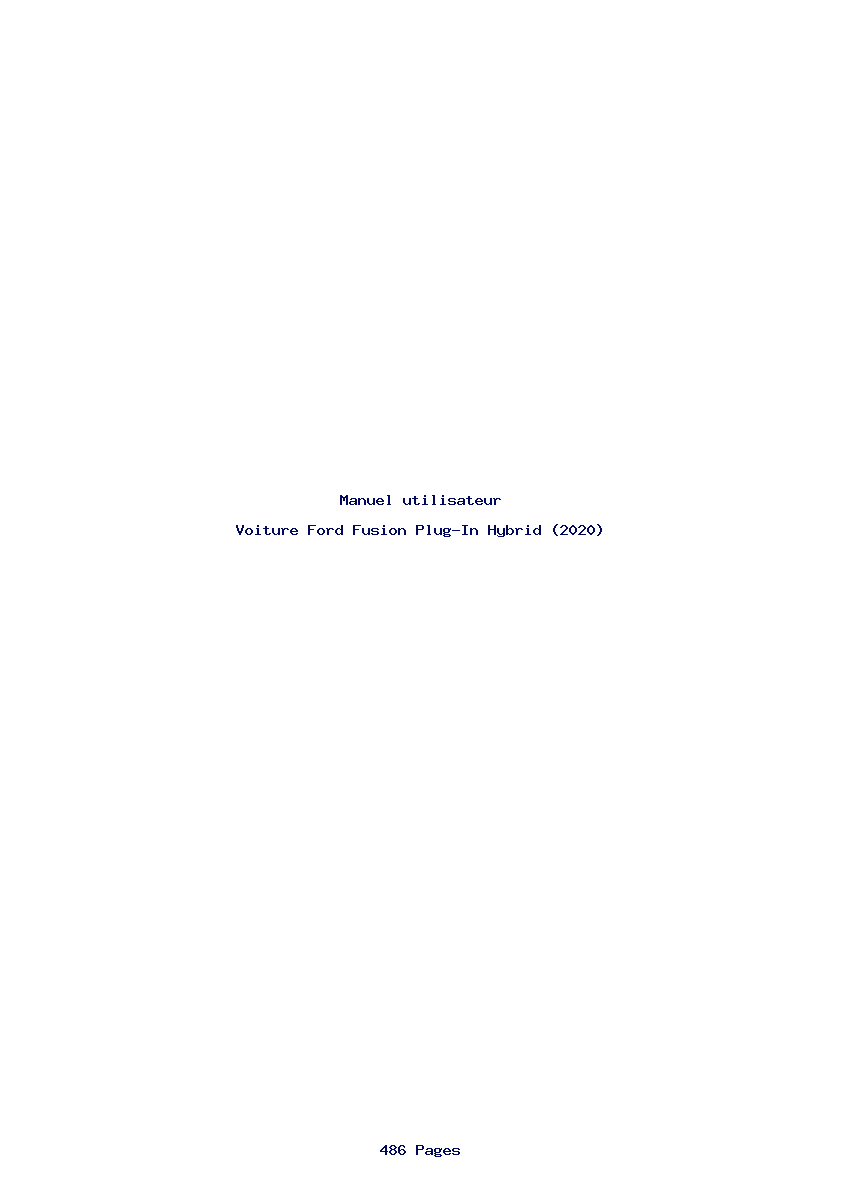 Page 1 de la notice Manuel utilisateur Ford Fusion Plug-In Hybrid (2020)