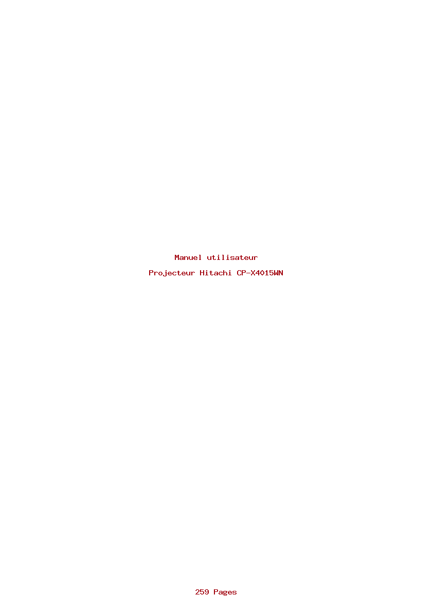 Page 1 de la notice Manuel utilisateur Hitachi CP-X4015WN