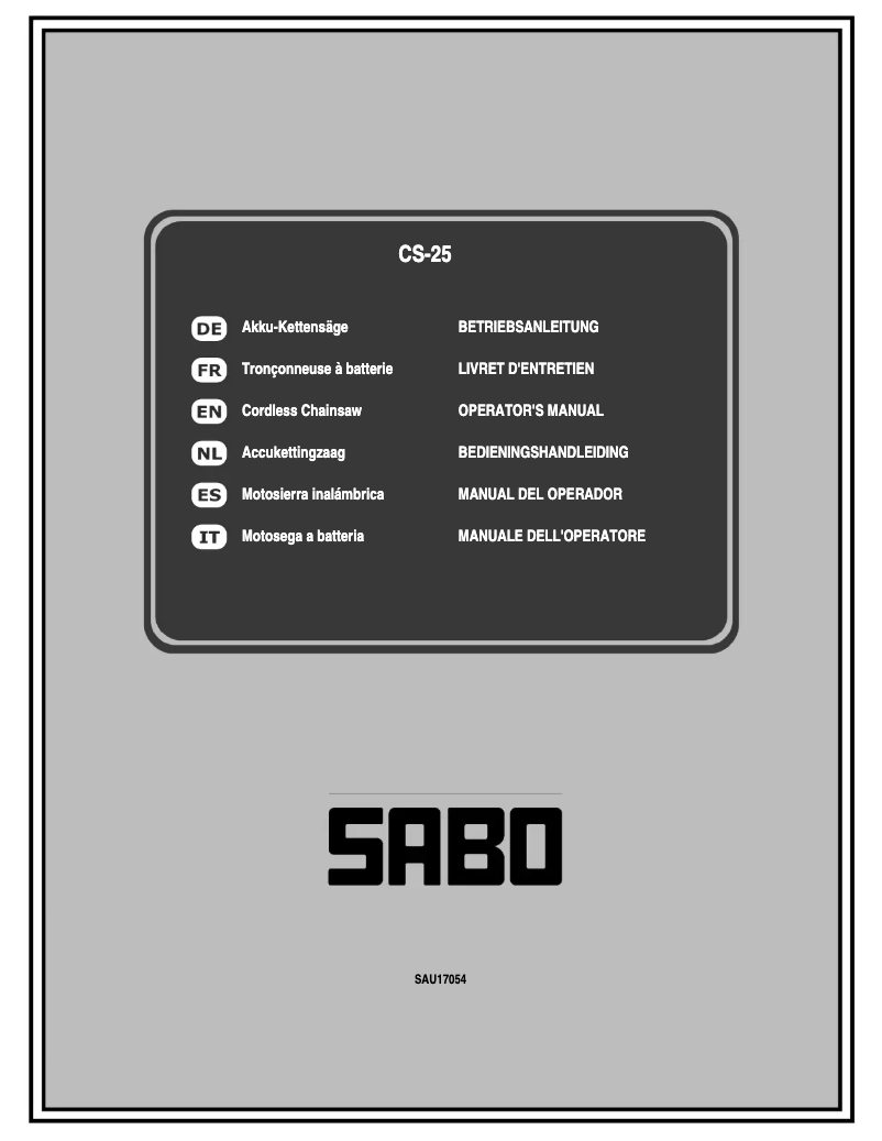 Page 1 de la notice Manuel utilisateur SABO CS-25