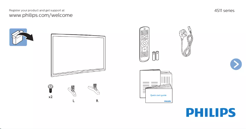 Page 1 de la notice Guide de démarrage rapide Philips 24PFD4511