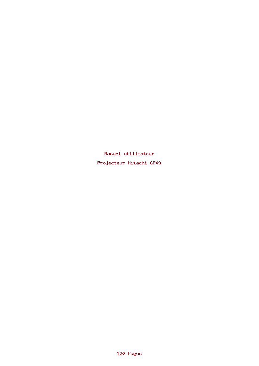 Page 1 de la notice Manuel utilisateur Hitachi CPX9