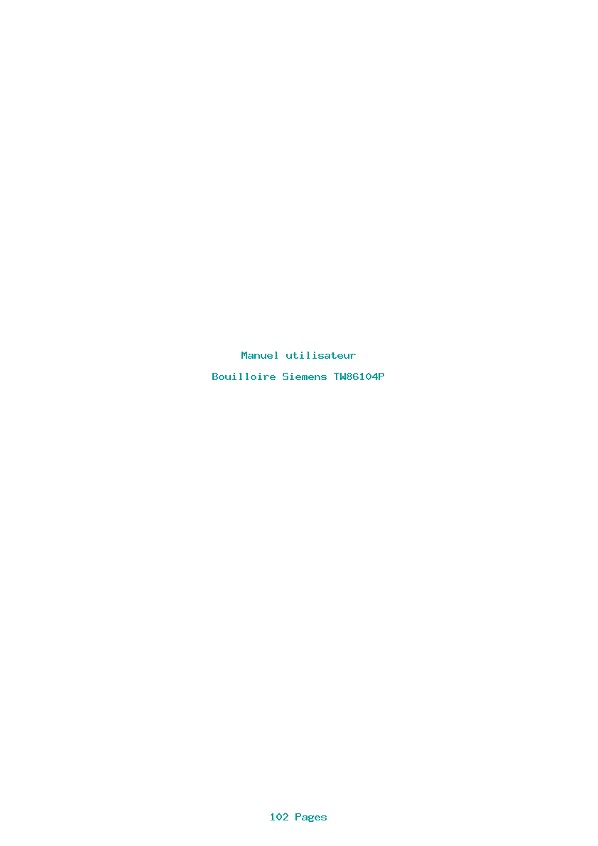 Page 1 de la notice Manuel utilisateur Siemens TW86104P
