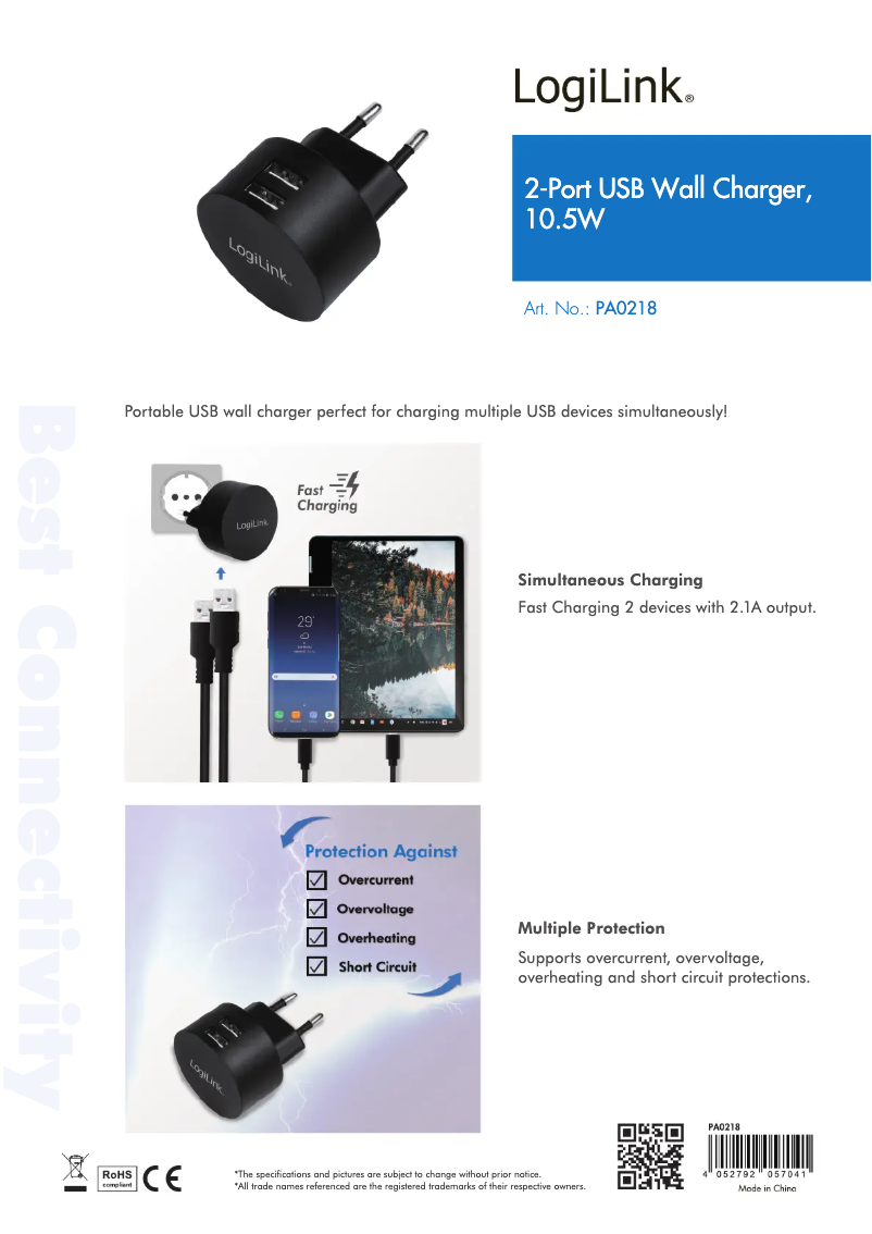 Page 1 de la notice Manuel utilisateur LogiLink PA0218