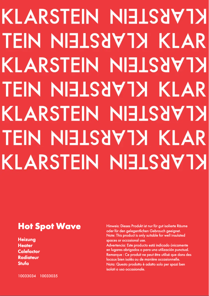 Page 1 de la notice Manuel utilisateur Klarstein Hot Spot Wave