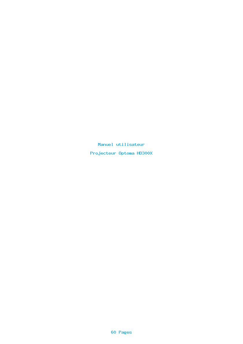 Page 1 de la notice Manuel utilisateur Optoma HD300X