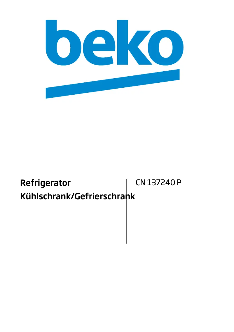 Page 1 de la notice Manuel utilisateur Beko CN 137240 P