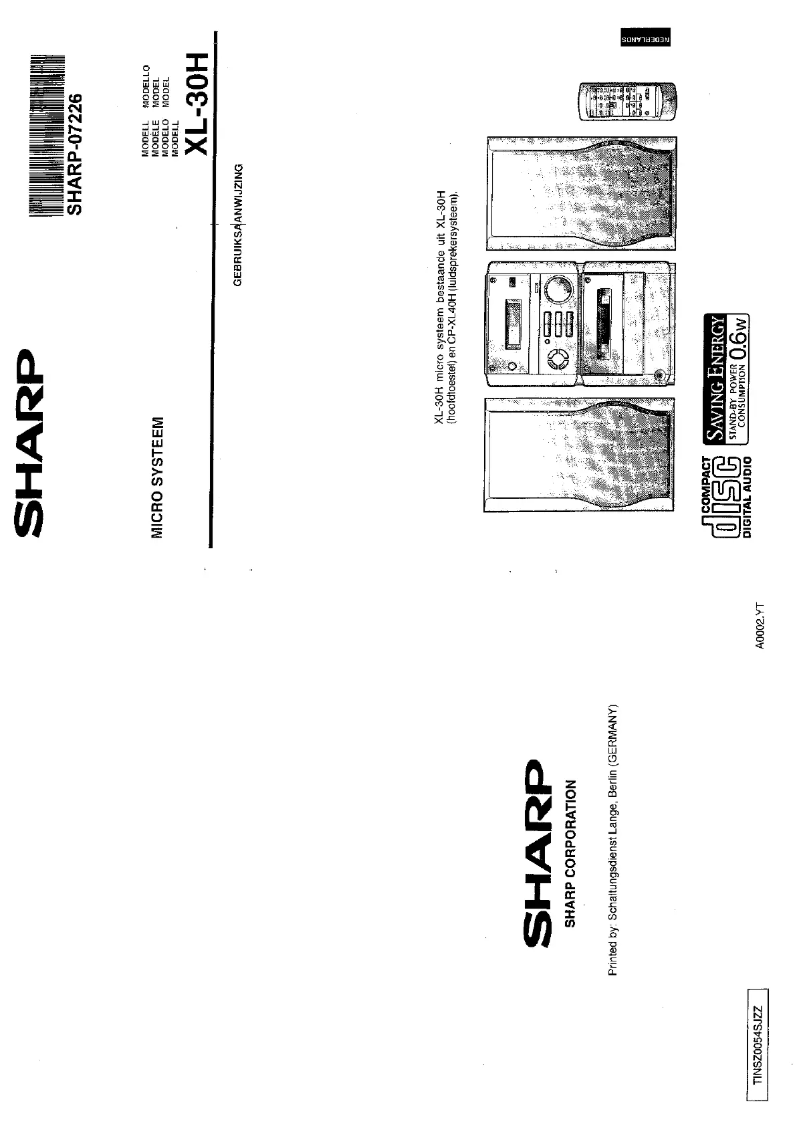 Page 1 de la notice Manuel utilisateur Sharp XL030H