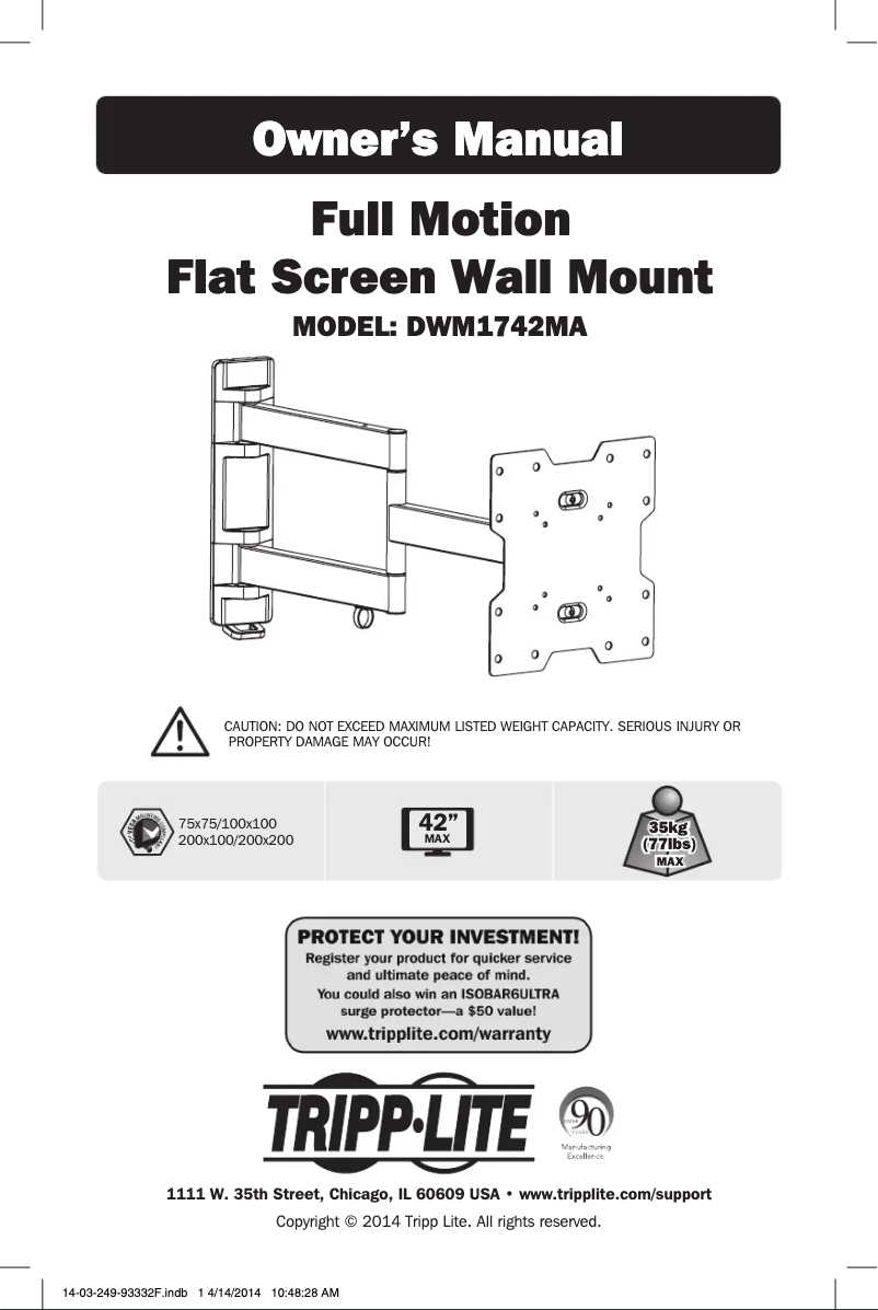 Page 1 de la notice Manuel utilisateur Tripp Lite DWM1742MA