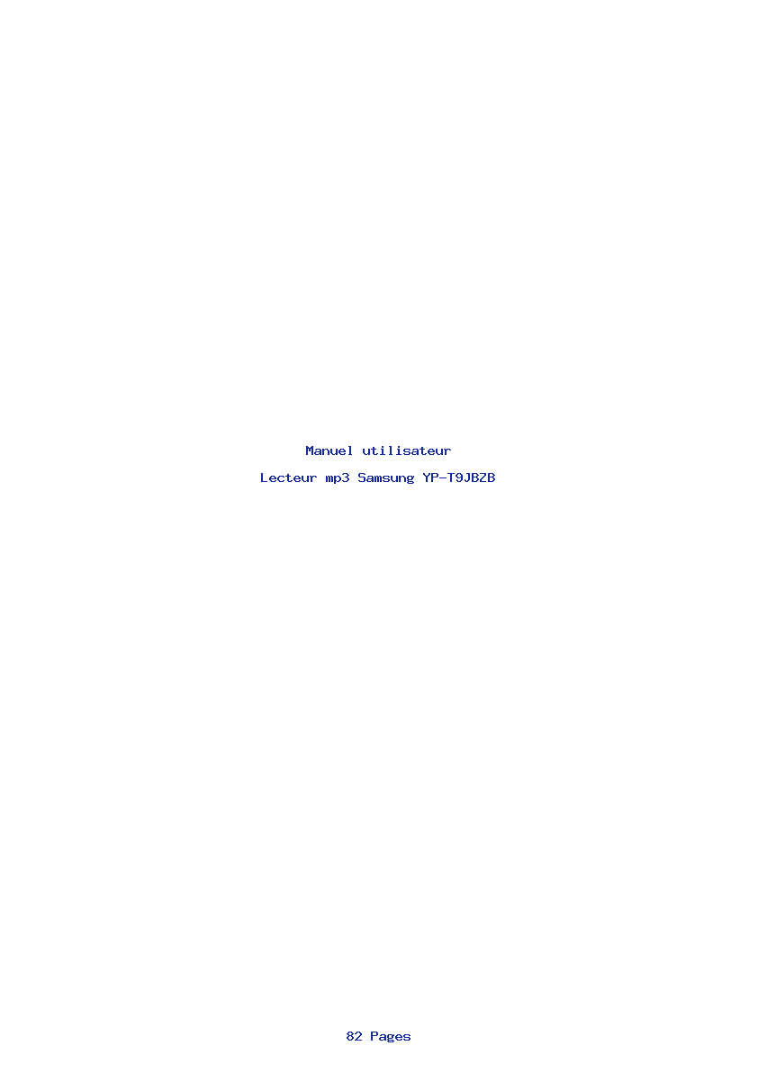 Page 1 de la notice Manuel utilisateur Samsung YP-T9JBZB