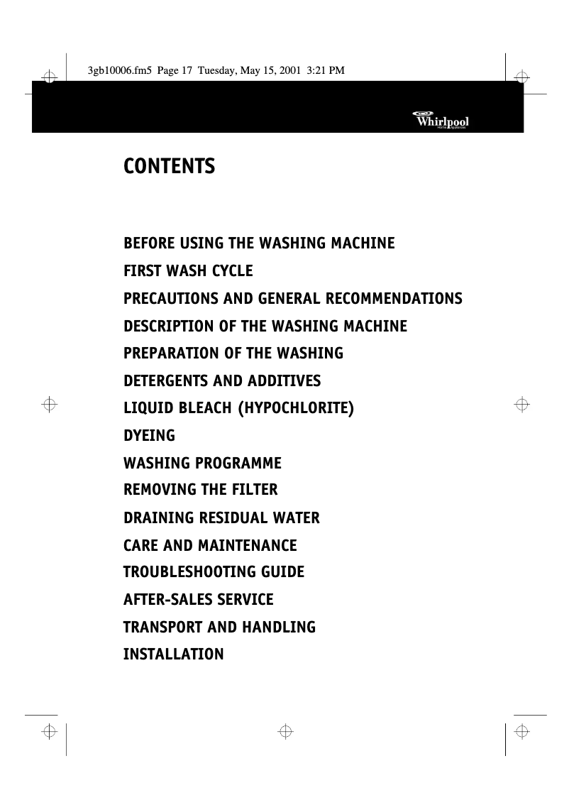 Página 1 del manual Manual de usuario Whirlpool AWM 506