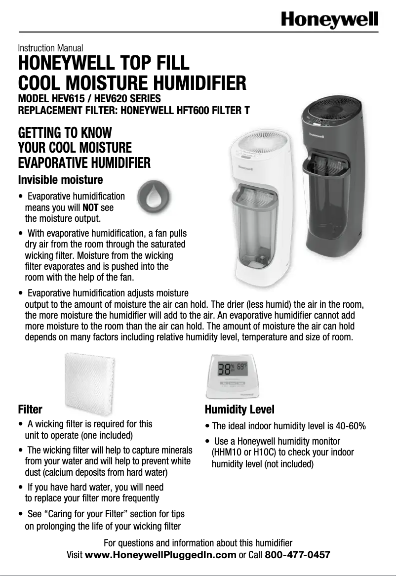 Page 1 de la notice Manuel utilisateur Honeywell HEV615B