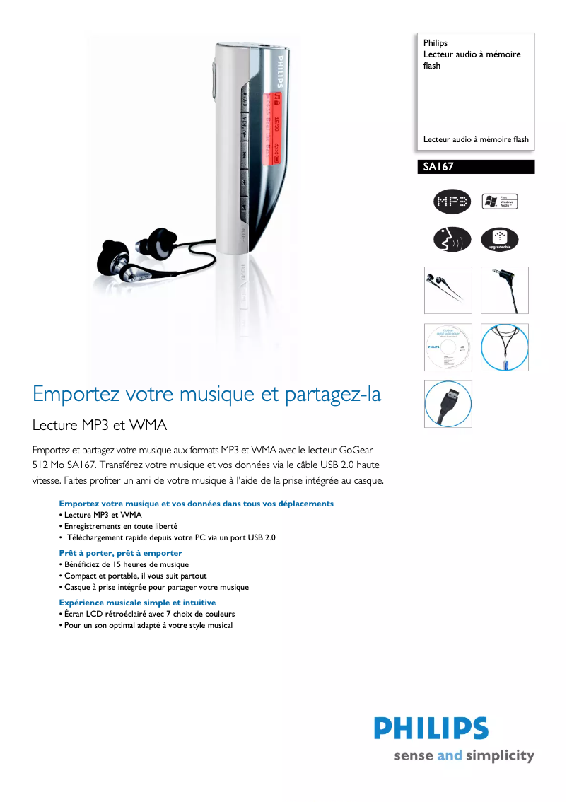 Image de la première page du manuel de l'appareil GoGear SA167