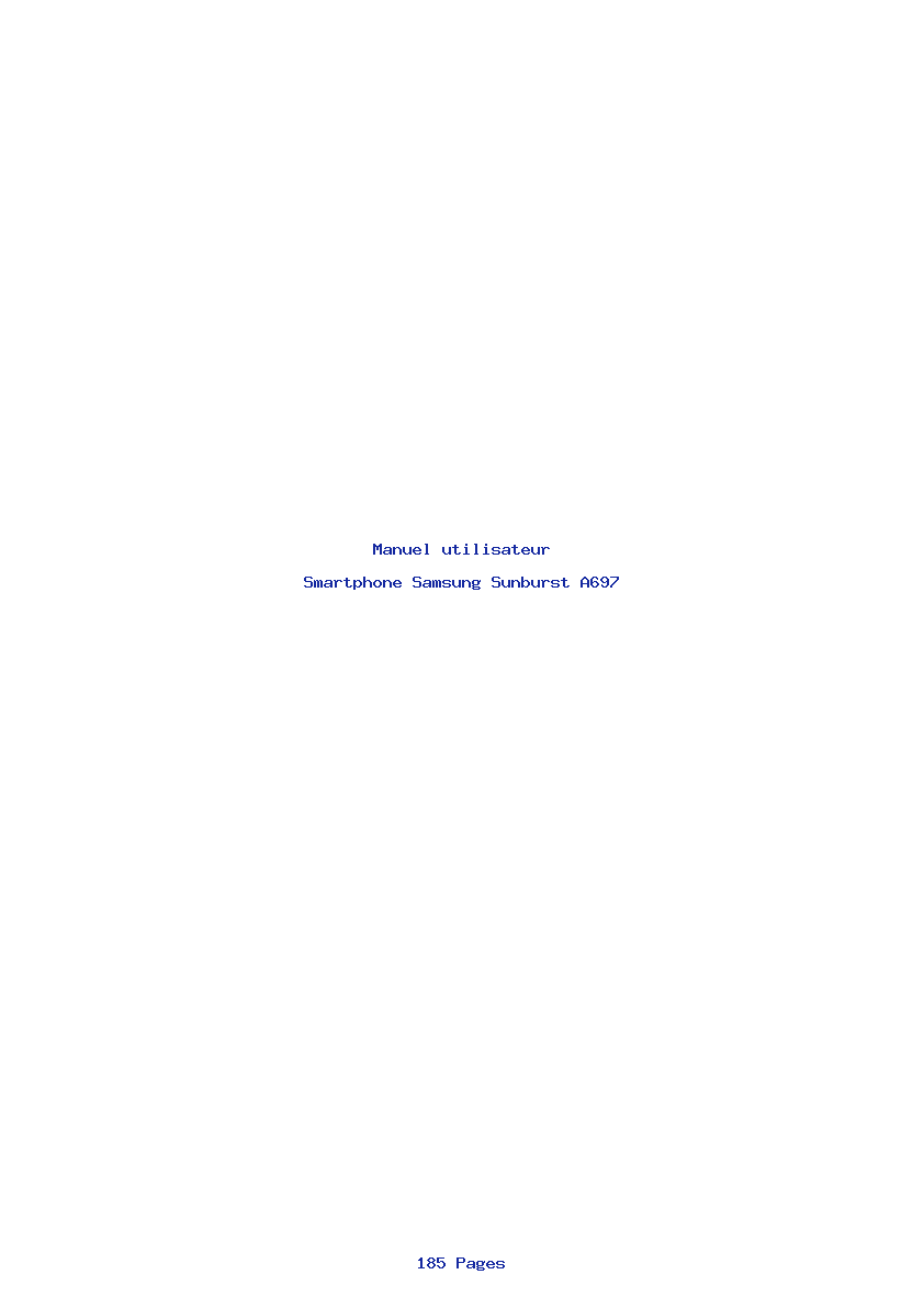 Page 1 de la notice Manuel utilisateur Samsung Sunburst A697